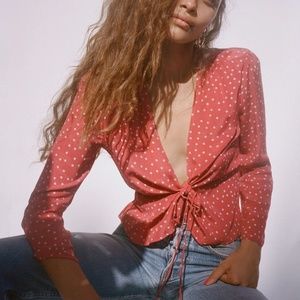 Red star top with tie